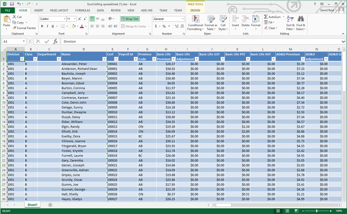 how to do billing in excel