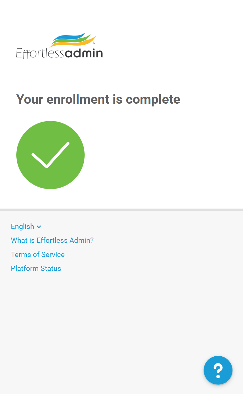 Employee enrollment screen 9 of 9 on a phone